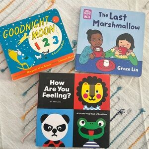 Set of 3 board books. Animals. Feelings. Interactive. Goodnight Moon.